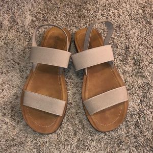 Soda taupe/ natural color strappy sandals.